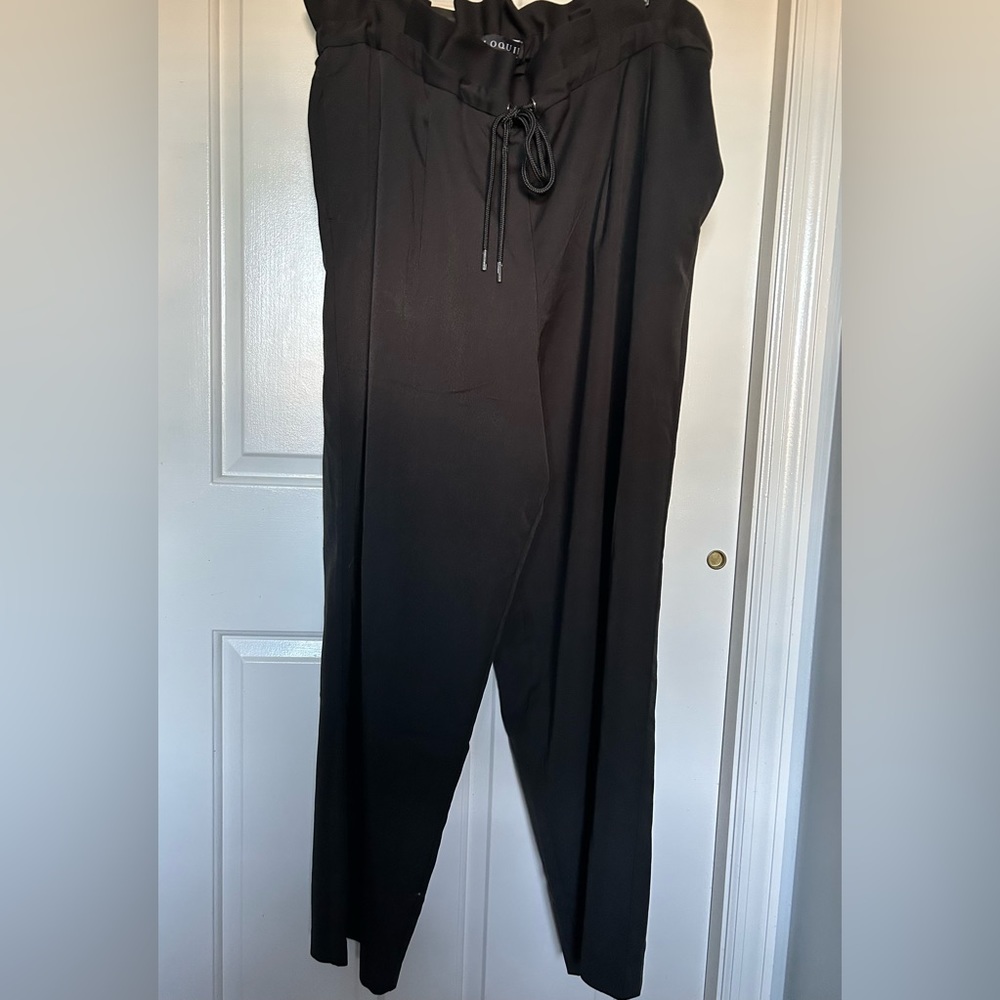 Eloquii Black Paperbag Waist Drawstring Pants